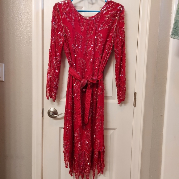 Scala vintage flapper style sequin silk dress - Picture 1 of 7